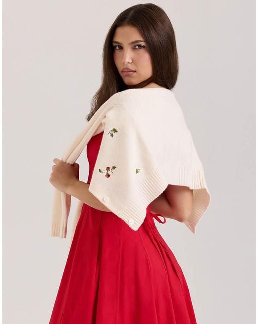 House Of Cb Evelina Wool Embroidered Cardigan