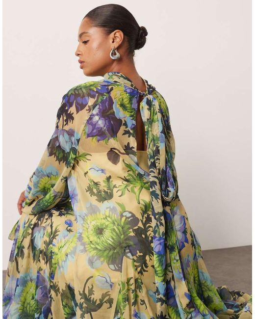 ARRANGE Green Curve High Neck Trapeze Maxi Dress