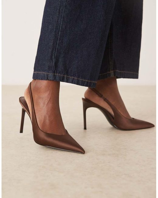 Mango Blue Satin Sling Back Heel