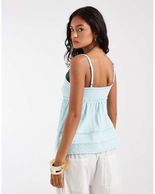 Hollister Blue Tie Front Babydoll Cami Top