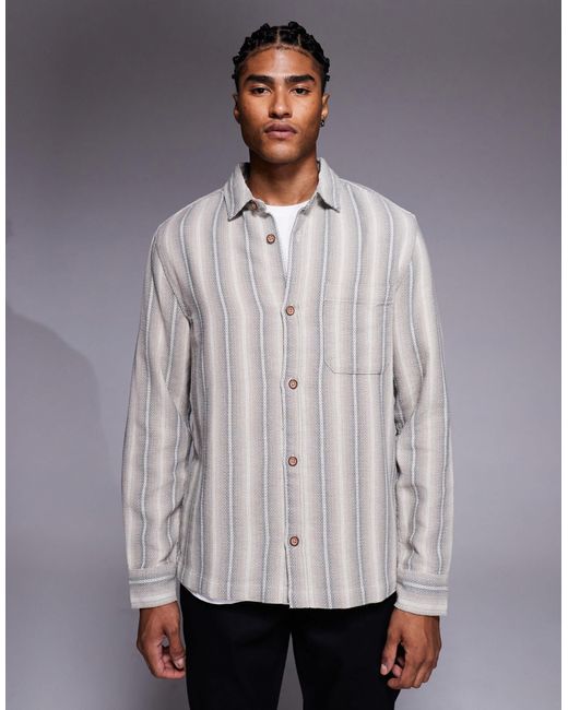 ASOS Gray Overshirt Basket Weave Shirt for men