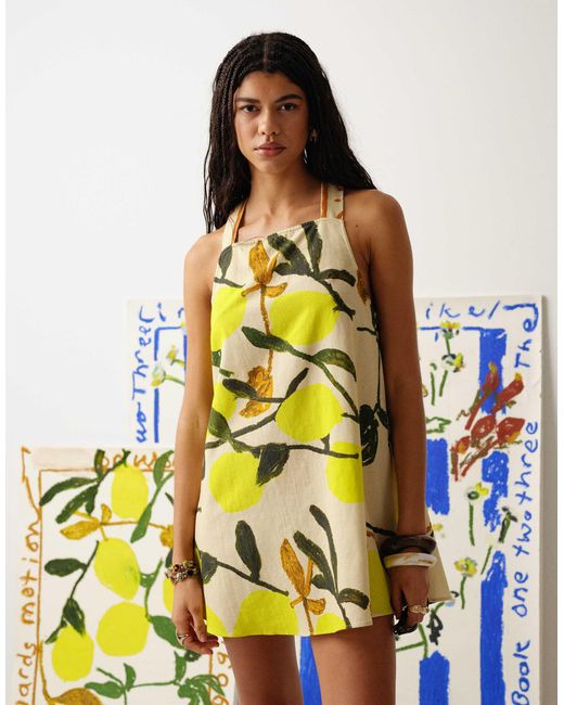 TOPSHOP Blue Tie Back A Line Mini Dress