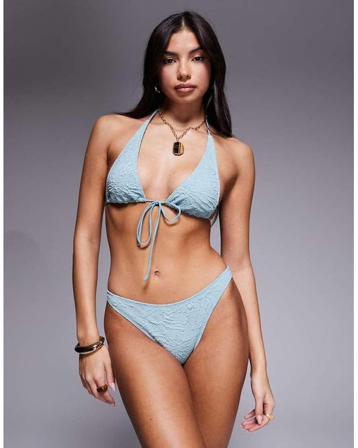 ASOS Gray Cassi Ibiza High Leg Cheeky Bikini Bottoms