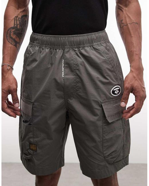 Aape By A Bathing Ape Gray Aape By A Bathing Ape Cargo Shorts for men