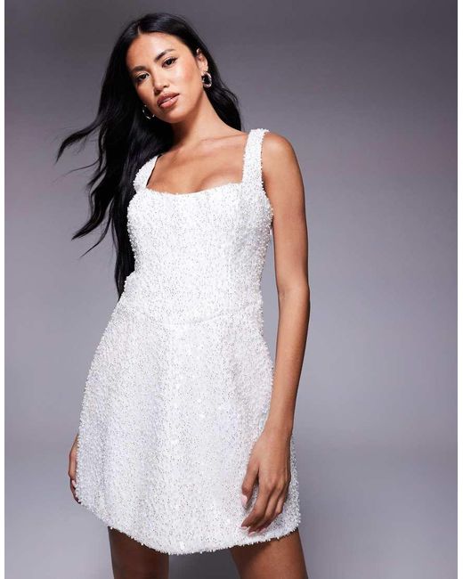 Oh Polly Gray Structured Lace Up Mini Dress