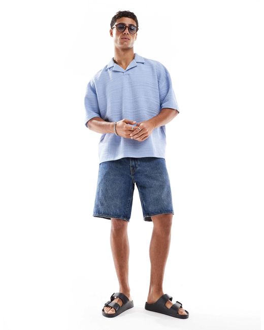 ASOS Blue Oversized Boxy Polo for men