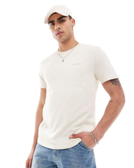 Calvin Klein White Small Logo T-shirt With Backprint for men