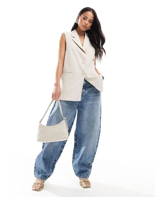 Stradivarius White Longline Waistcoat