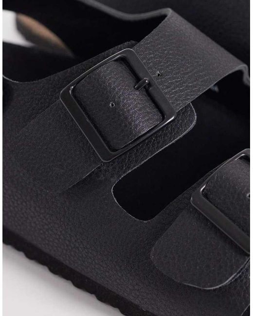 ASOS Blue Three Strap Sandals With Buckles for men