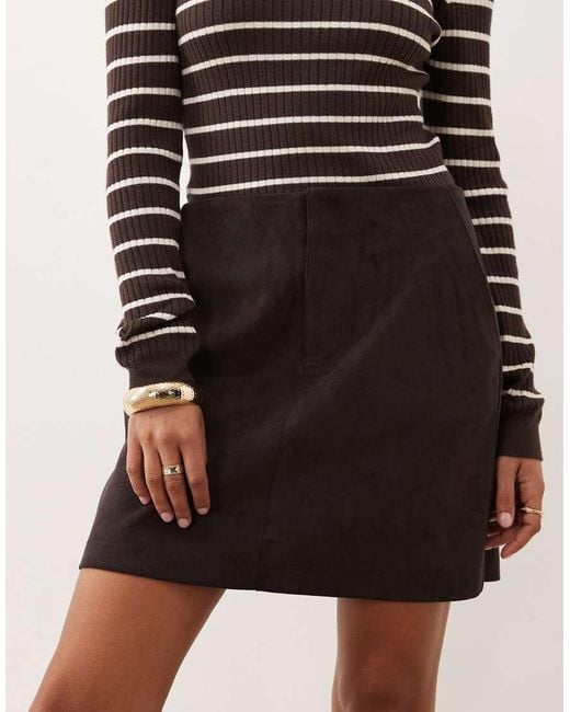 Threadbare Brown Suedette Mini Skirt
