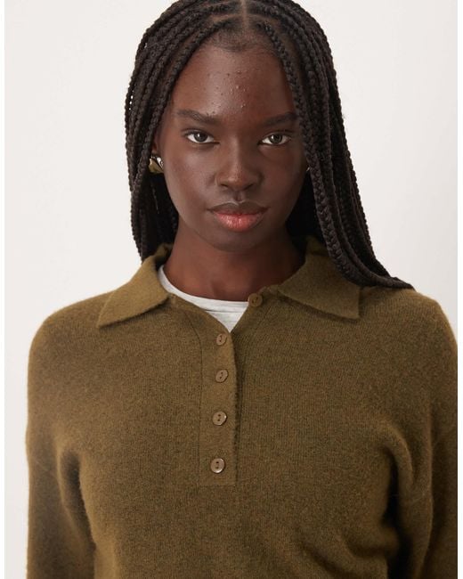 Mango Green Knitted Polo Top