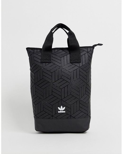 Adidas Originals Black Schwarzer Rucksack mit geometrischem 3D-Muster
