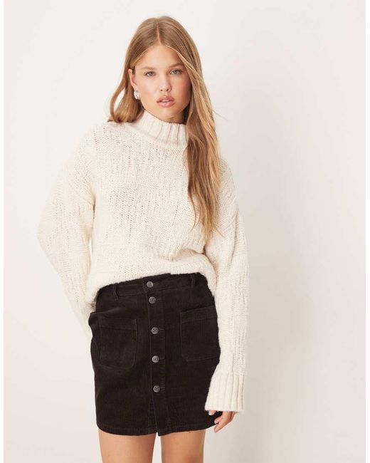 Jdy Natural Cord Button Through Mini Skirt
