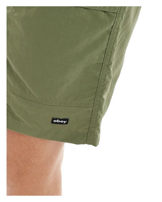 Obey – nylon-shorts in Green für Herren