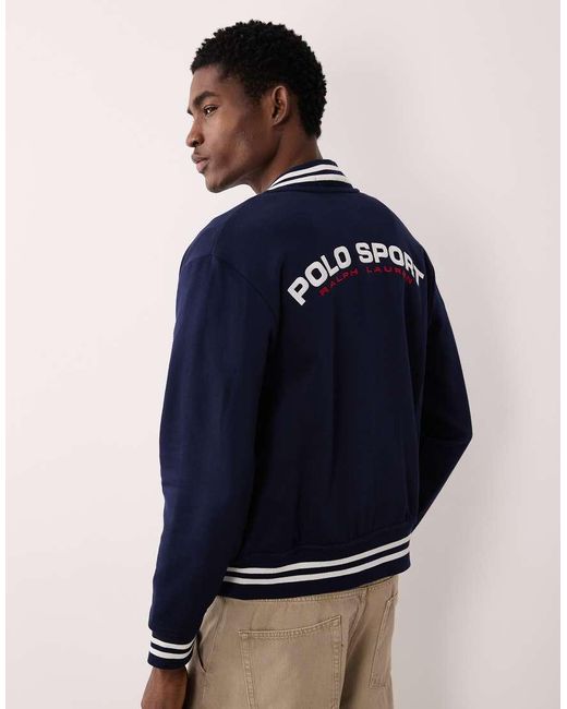 Polo Ralph Lauren Blue Sport Back Print Baseball Jacket for men