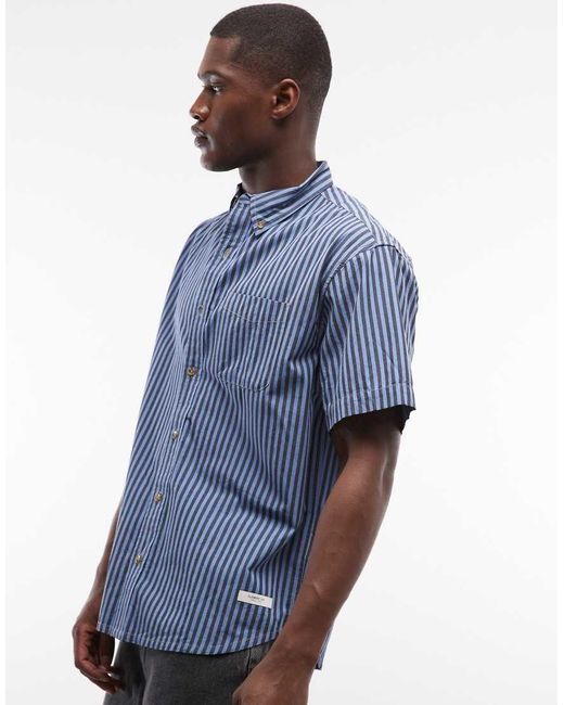 Element Blue Button-up Printed Shirt for men