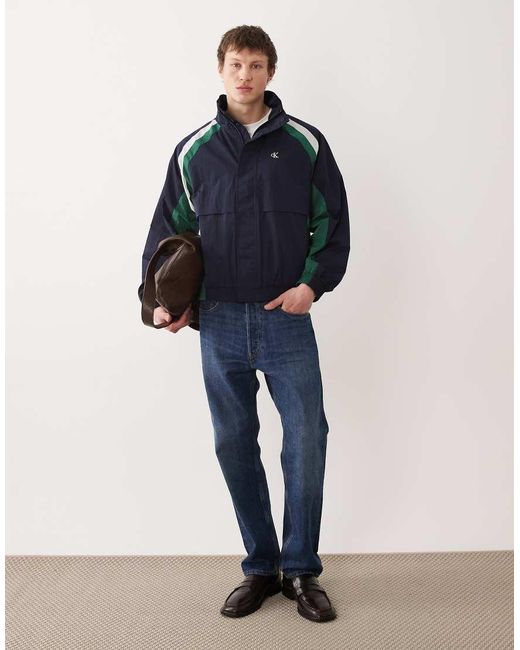 Calvin Klein Blue Colour Block Windbreaker for men