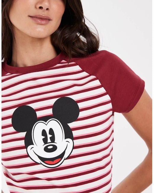 ASOS White Disney Raglan Baby Tee With Mickey Print