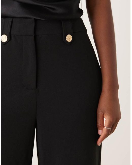 Vila Black High Waisted Button Detail Trousers