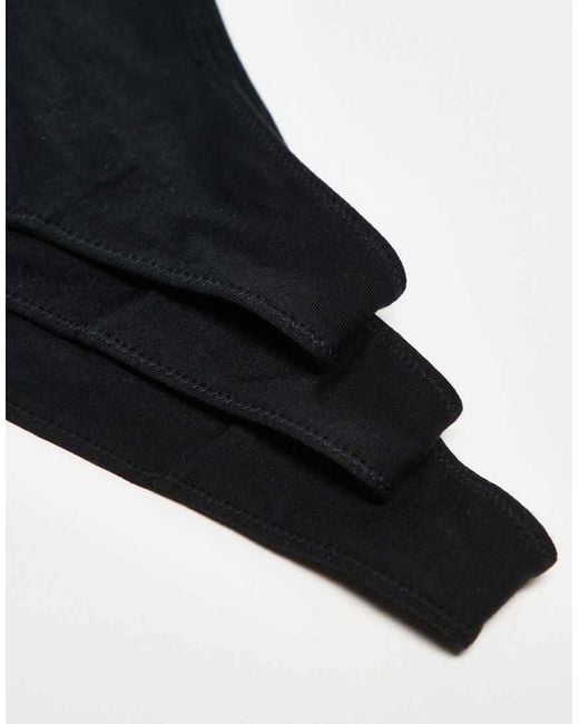 ASOS Black 3 Pack Cotton Tanga Lingerie Thong