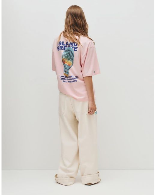 Pull&Bear T-Shirt Met Grafische Print in het White