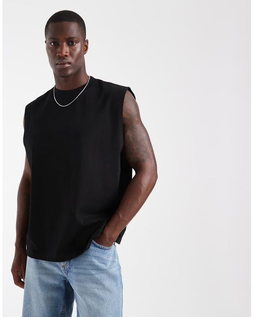 ASOS Black Heavyweight Oversized Tank for men