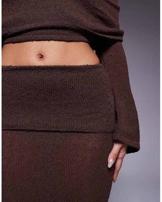 Wanderdoll Purple Yasmin Boucle Knit Dramatic Foldover Maxi Skirt Co-Ord