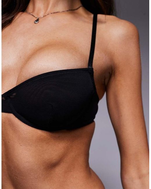 ASOS Black Tammy Sheer Mesh Underwire Balcony Bra