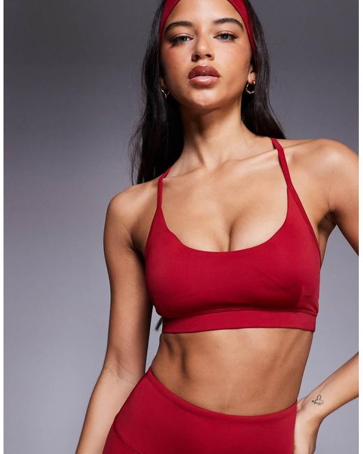 4505 Red Icon Active Light Support Sports Bra With Adjustable Straps