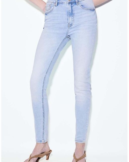 Stradivarius Blue D07 High-Waist Skinny Jeans