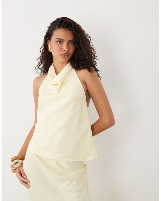 Y.A.S Natural Satin Halter Neck Top