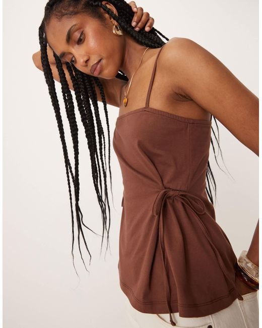 ASOS Brown Cinched Tie Side Cami