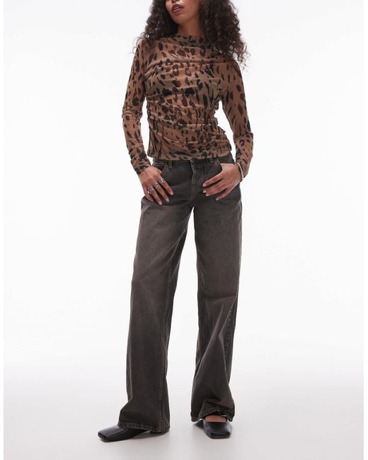 Ember - jean ample à taille basse - vintage TOPSHOP en coloris Gray