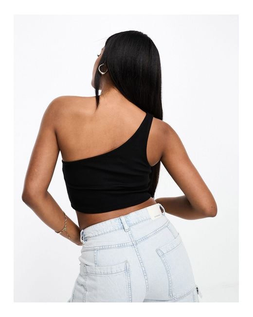 ASOS One Shoulder Cut Out Crop Top in Black | Lyst Canada