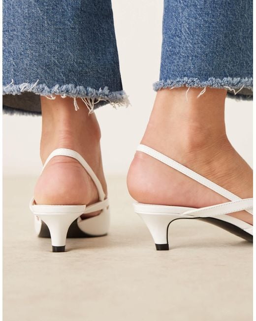 Mango Blue Strappy Pointed Low Heeled Slingback