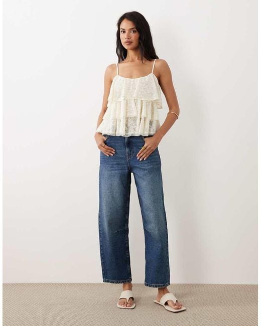 Gina Tricot Blue Lace Frill Singlet Top