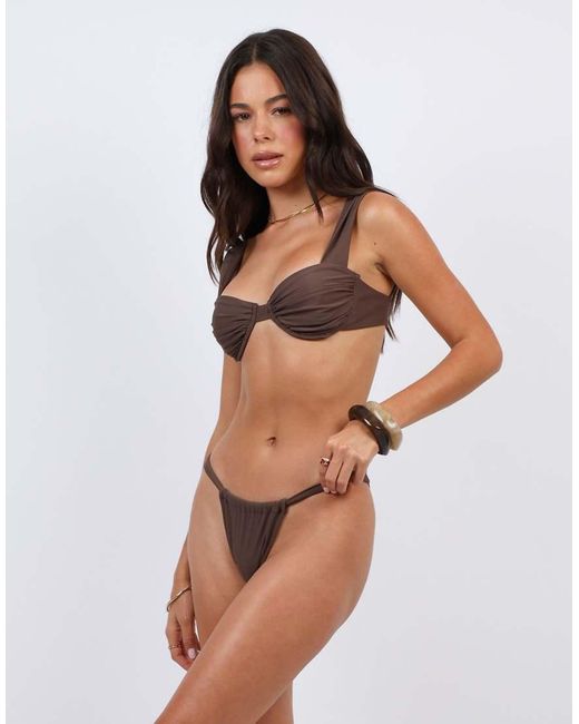 SIMMI Brown Ruched Cup Bikini Top