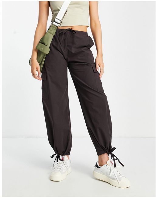 Weekday Linen Cargo Trousers in Brown | Lyst