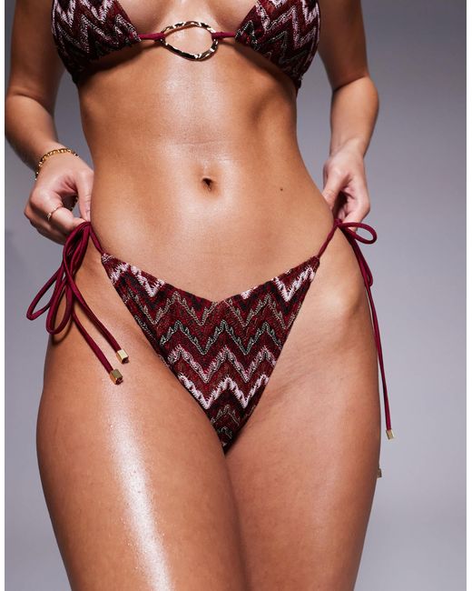 South Beach Gray – bikinihose mit em chevronmuster und seitlichem bindedetail