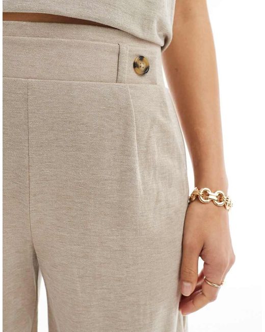 Jdy Natural High Waisted Crop Wide Fit Trousers Co-Ord