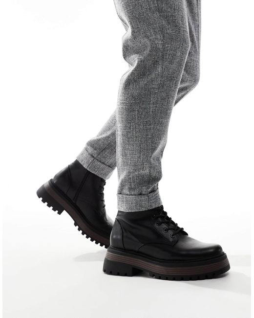 ASOS – e arbeiter-schnürstiefel mit dicker sohle in Black für Herren