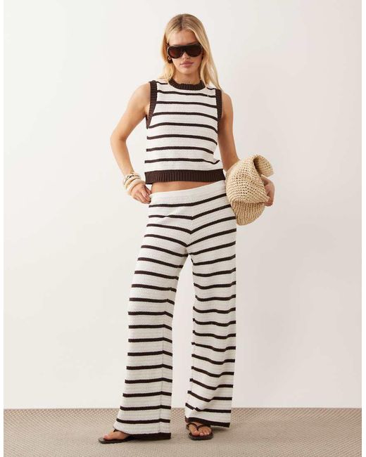 ASOS Natural Crochet Knit Beach Top Set