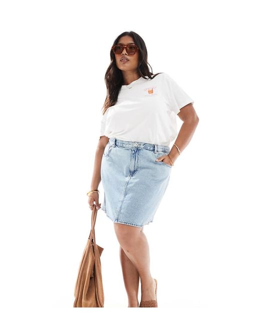 ONLY Blue A-line Denim Mini Skirt