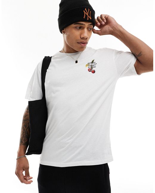 T-shirt oversize avec imprimé cerises au dos Jack & Jones pour homme en coloris Gray