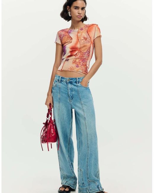Desigual Red Small Bag Flower Appliqués