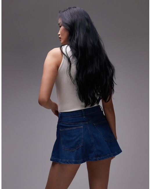 TOPSHOP Blue Denim Full Mini Skirt