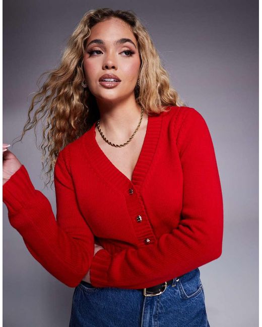 River Island Cropped Vest Met V-Hals in het Red