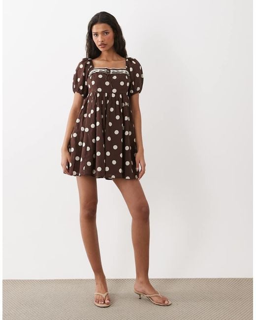 Abercrombie & Fitch Blue Puff Sleeve Mini Babydoll Dress
