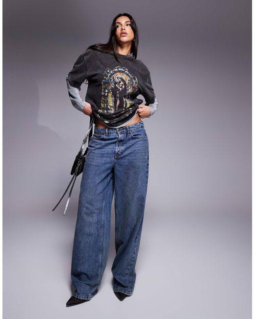 Liquor N Poker Gray Sequin Sleeve Oversized T-shirt With Motif Detail Top
