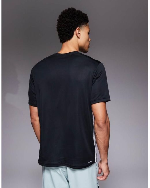 Adidas Originals Blue Adidas Training Essentials 3 Stripe T-shirt for men